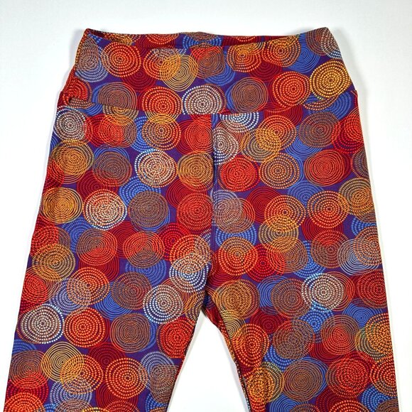LuLaRoe Circles Hippie Red Blue Purple Orange White New Leggings One Size OS - Picture 2 of 6